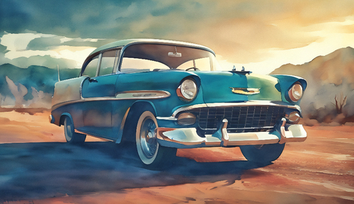 Classic Cars & Motorbikes: Blue Classic Car