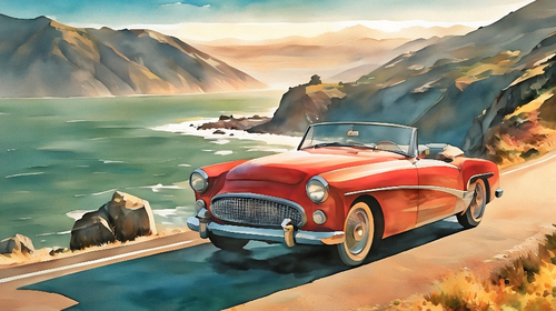 Classic Cars & Motorbikes: Red Classic Car